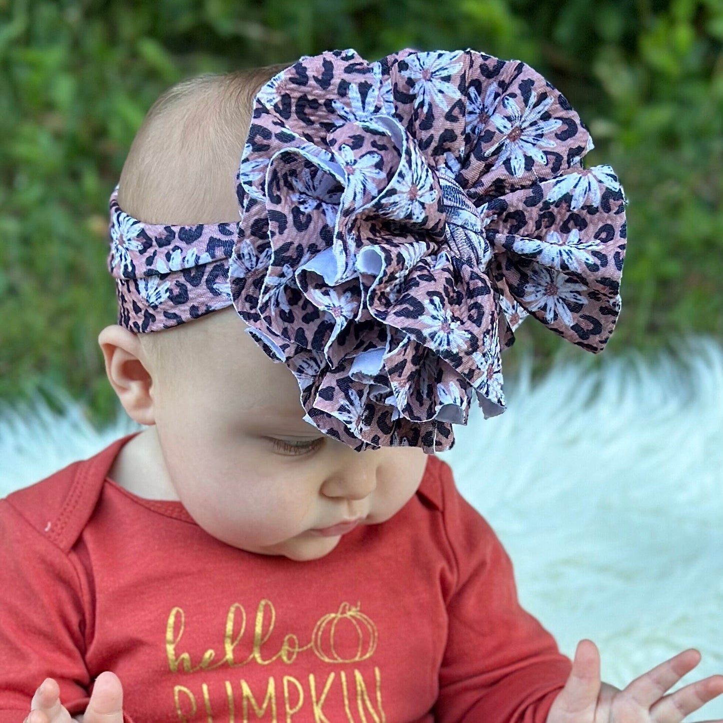 Leopard Daisy Shredded Headwrap