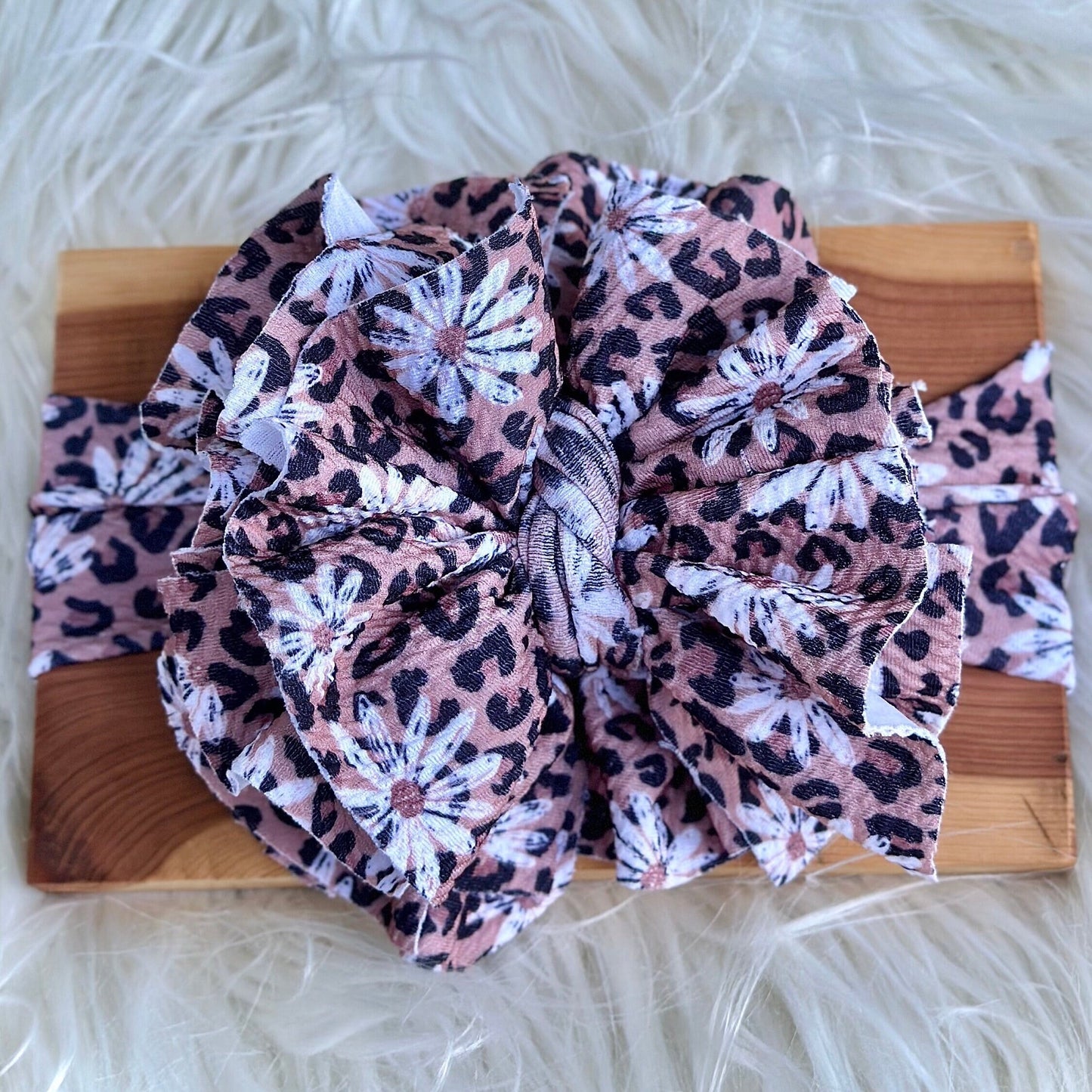 Leopard Daisy Shredded Headwrap