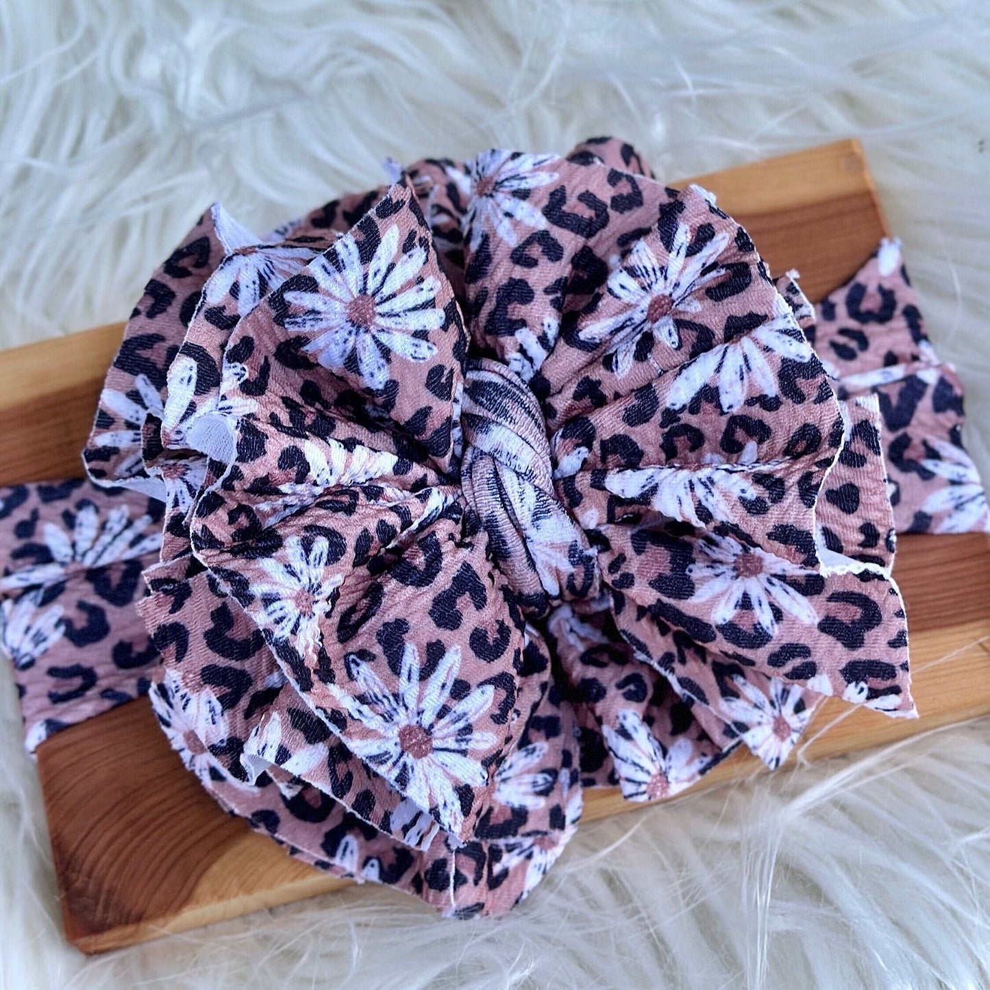 Leopard Daisy Shredded Headwrap