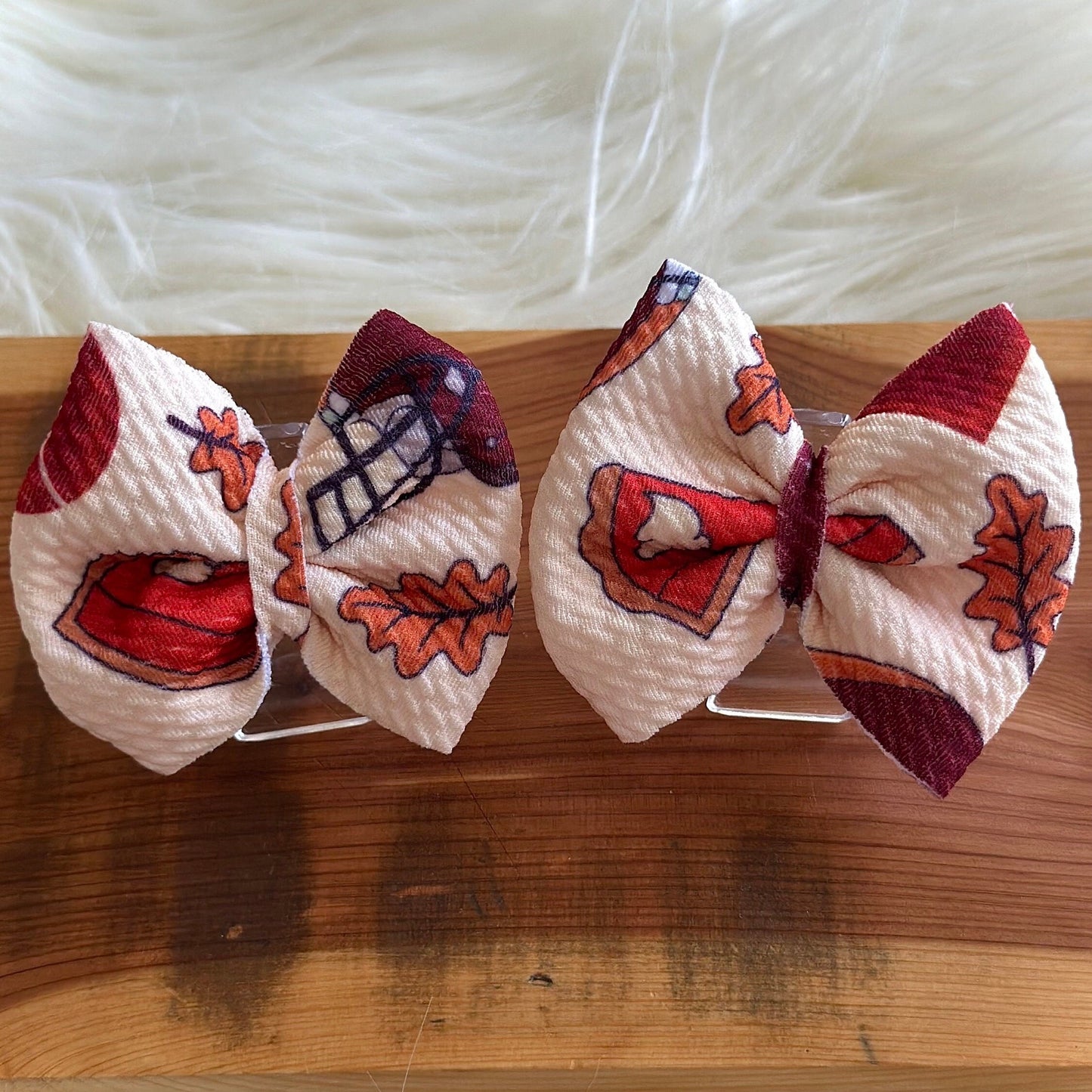 Fall Autumn Football Thanksgiving Pie Baby Toddler Adult Bow Headwrap Nylon Headband Pigtal Bow