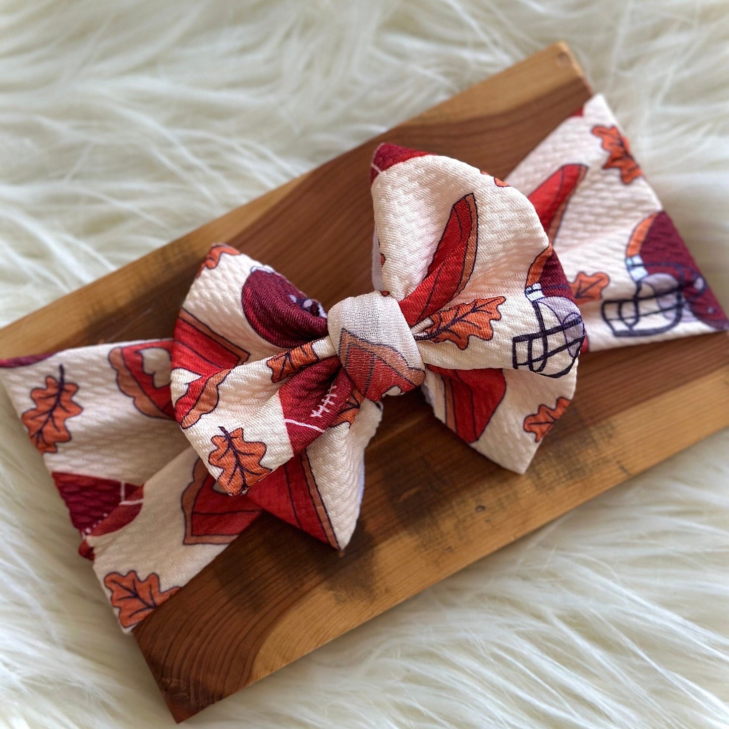 Fall Autumn Football Thanksgiving Pie Baby Toddler Adult Bow Headwrap Nylon Headband Pigtal Bow